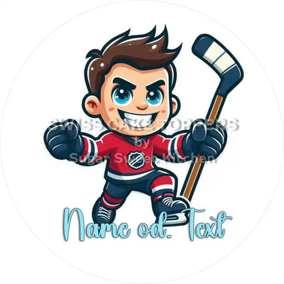 Décoration de gâteau de hockey sur glace amusante6 avec nom ou texte