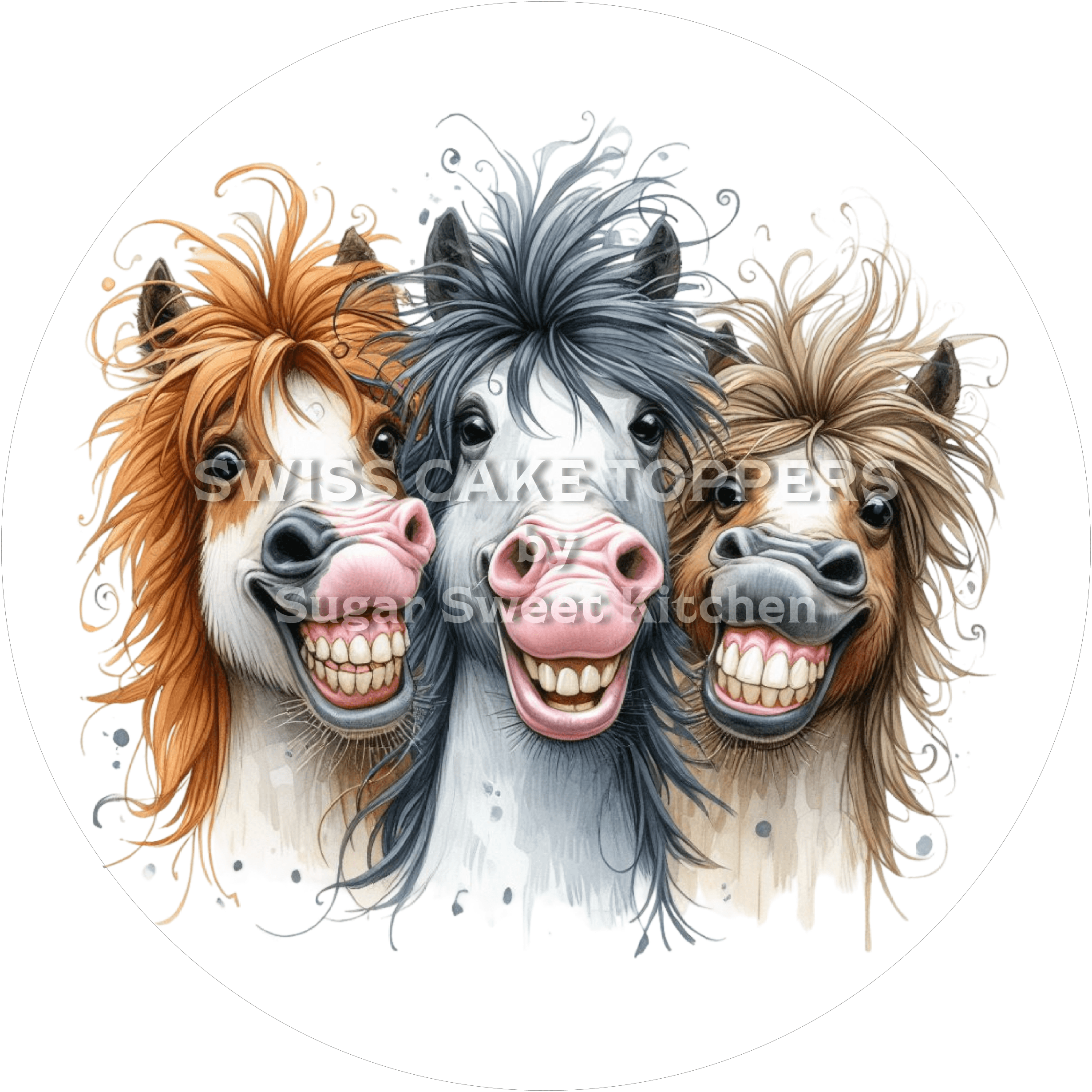 Lustiger Pferde-Tortenaufleger16 - personalisierbar - Fondant- Torten- & Cupcakeaufleger Sugar Sweet Kitchen