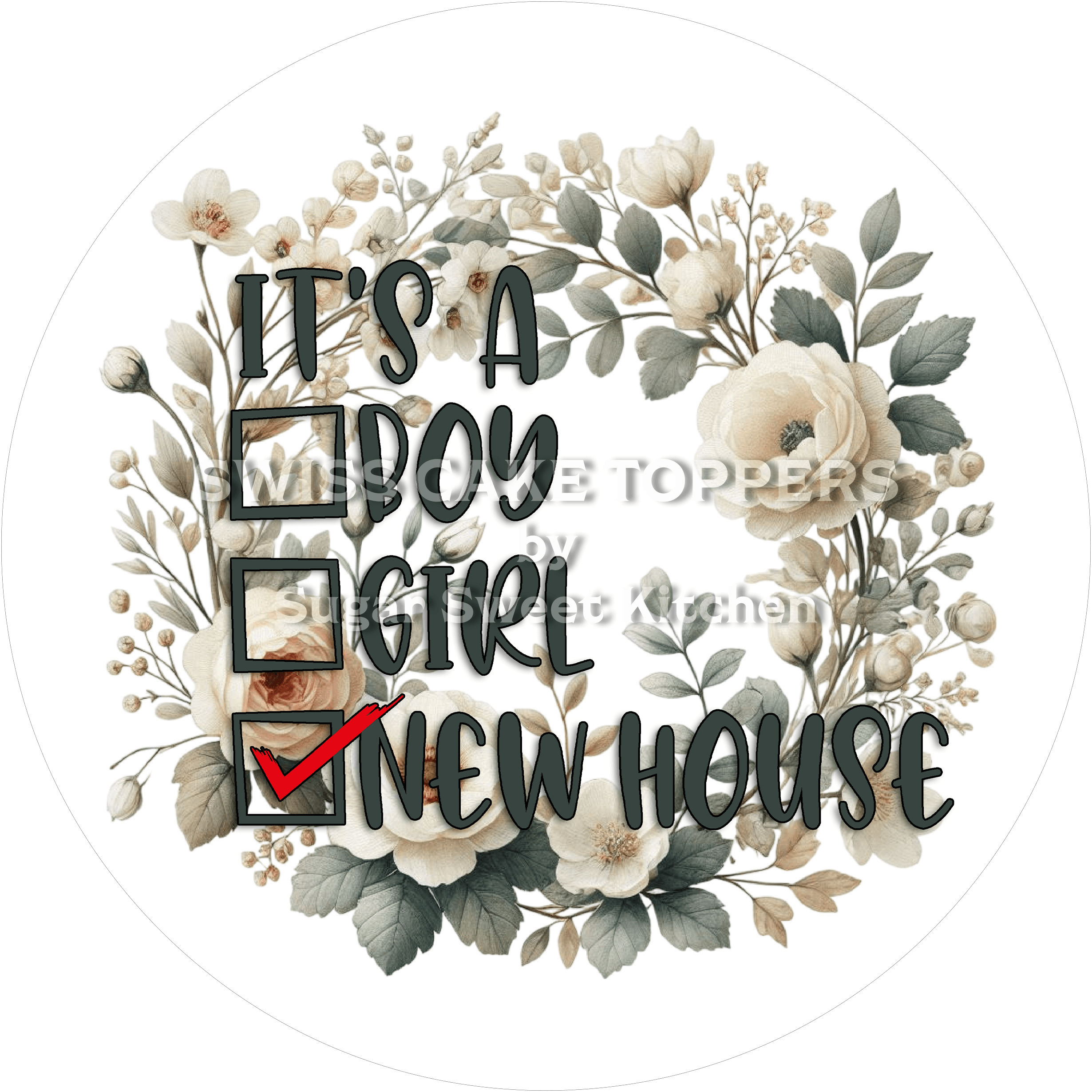 Lustiger Tortenaufleger zur Wohnungs-Einweihung - personalisierbar - Fondant- Torten- & Cupcakeaufleger Sugar Sweet