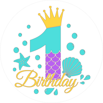 Mermaid-Tortenaufleger mit Zahl 1 - personalisierbar