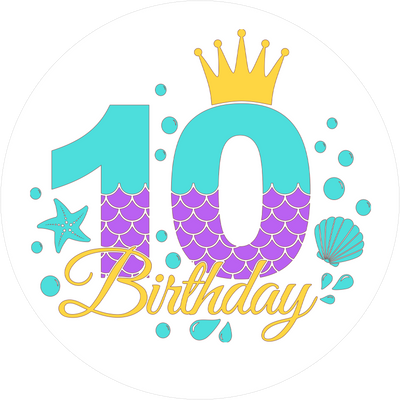 Mermaid-Tortenaufleger mit Zahl 10 - personalisierbar