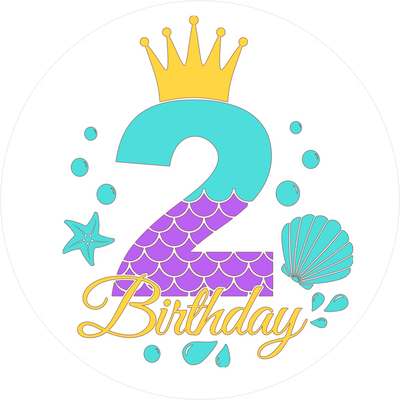 Mermaid-Tortenaufleger mit Zahl 2 - personalisierbar