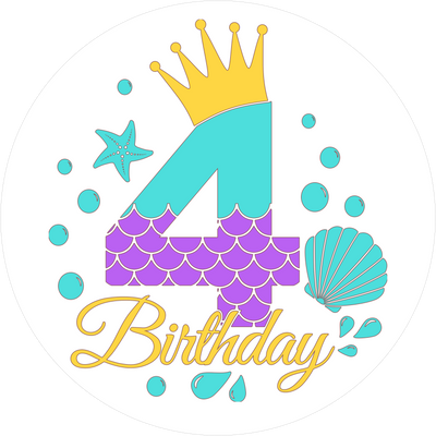 Mermaid-Tortenaufleger mit Zahl 4 - personalisierbar