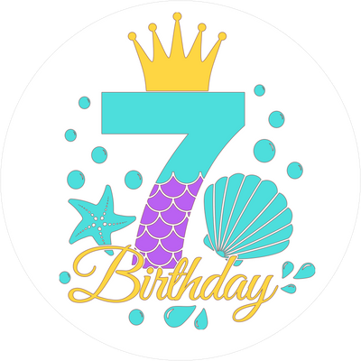 Mermaid-Tortenaufleger mit Zahl 7 - personalisierbar