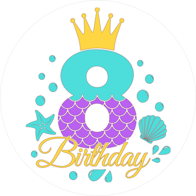 Mermaid-Tortenaufleger mit Zahl 8 - personalisierbar
