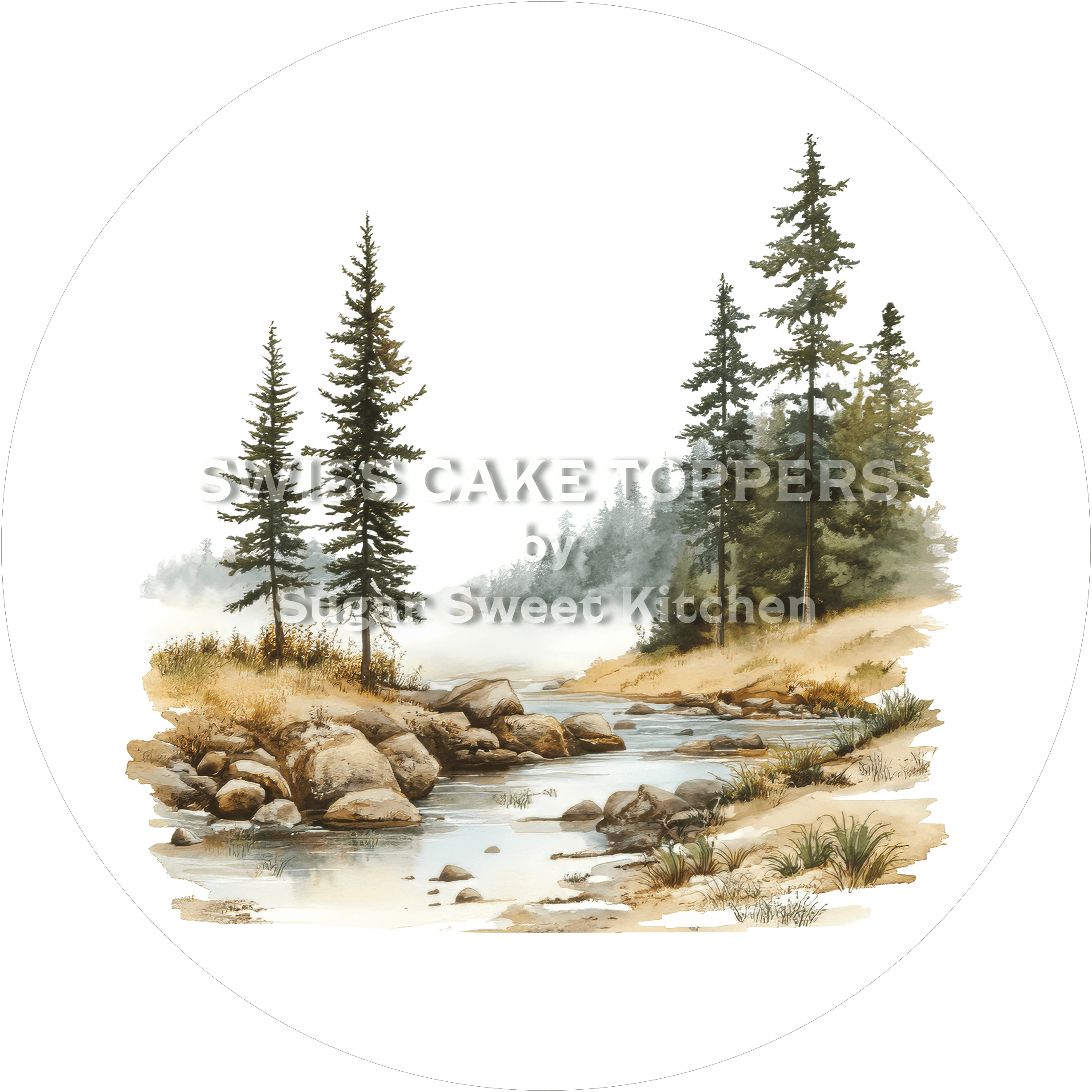 Mystischer Tortenaufleger mit Seen- & Flussmotiven10 - personalisierbar - Fondant- Torten- Cupcakeaufleger Sugar Sweet