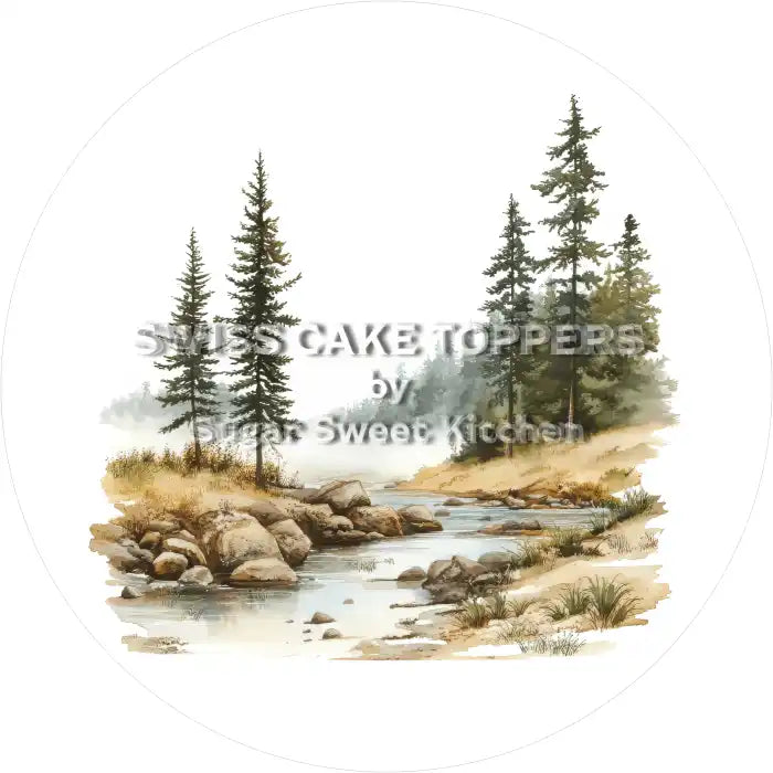 Mystischer Tortenaufleger mit Seen- & Flussmotiven10 - personalisierbar - Fondant- Torten- Cupcakeaufleger Sugar Sweet