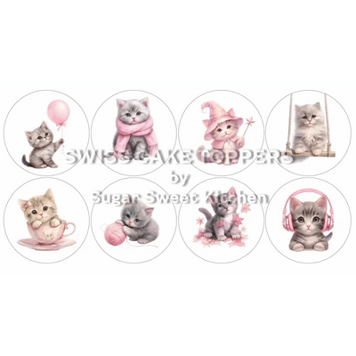 Niedliche Katzen-Cupcakes- & Dessertaufleger2 - personalisierbar