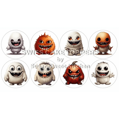 Niedliche Monster-Cupcakes- & Dessertaufleger2 - personalisierbar