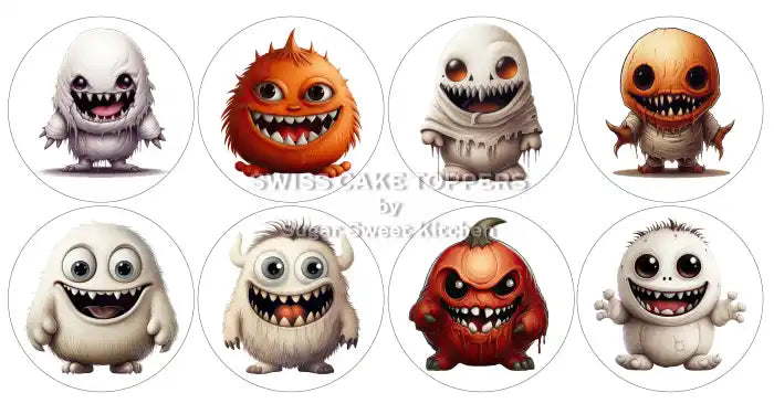 Niedliche Monster-Cupcakes- & Dessertaufleger2 - Fondant- Torten- Cupcakeaufleger Sugar Sweet Kitchen