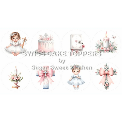 Niedliche Taufe-Cupcakes- & Dessertaufleger2 - personalisierbar