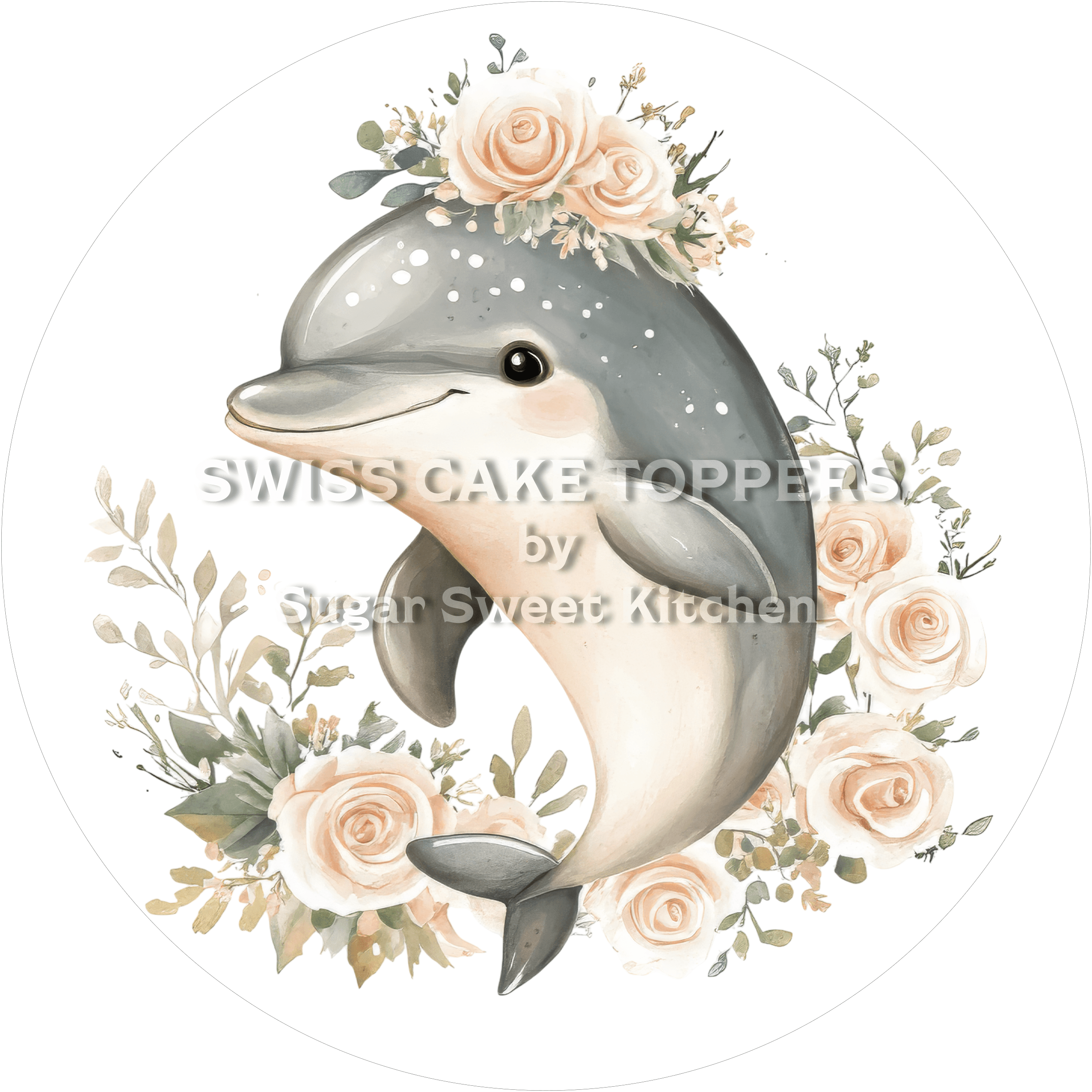 Niedlicher Delfin-Tortenaufleger5 - personalisierbar - Fondant- Torten- & Cupcakeaufleger Sugar Sweet Kitchen