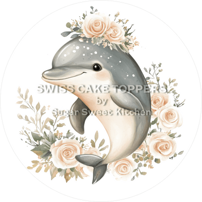 Niedlicher Delfin-Tortenaufleger5 - personalisierbar