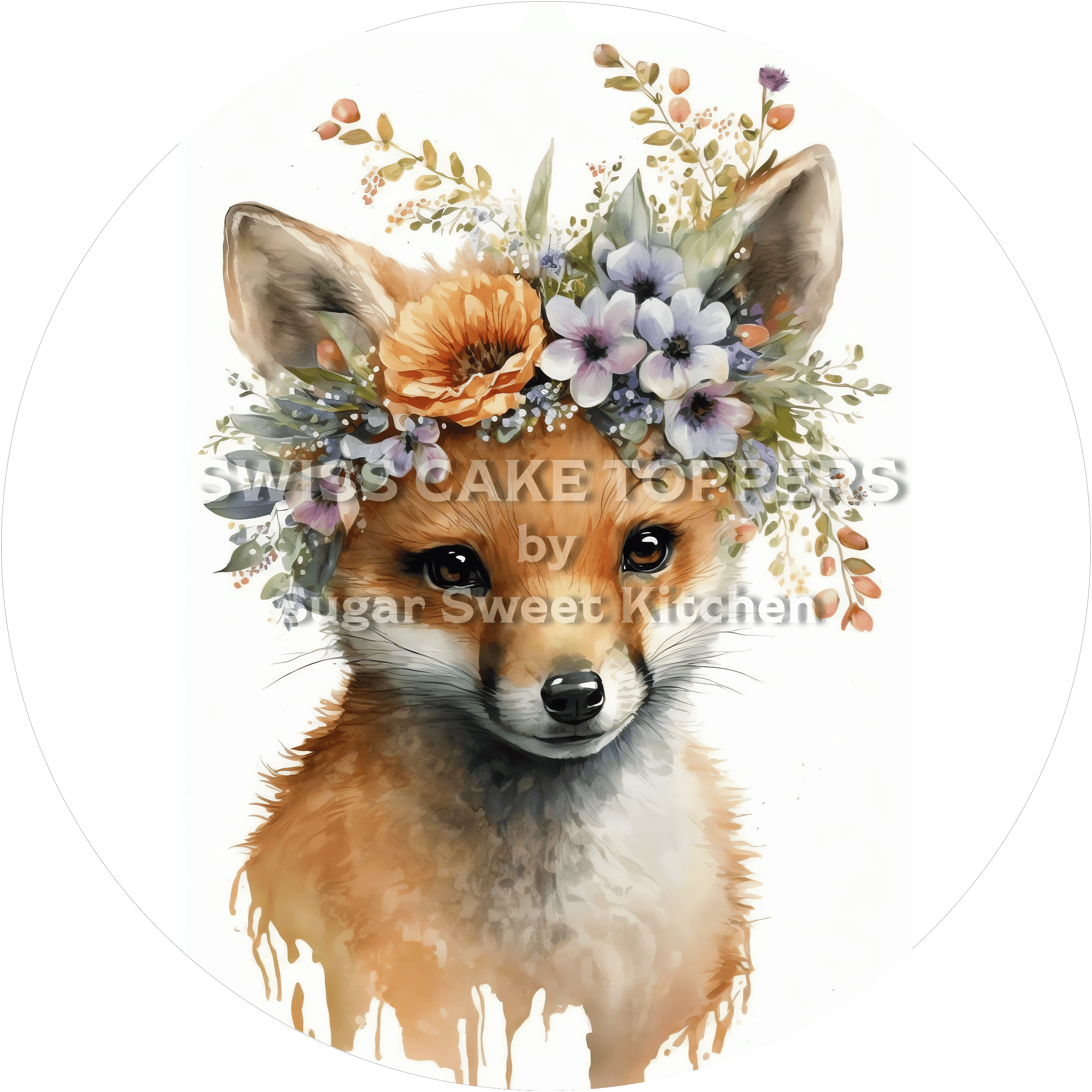 Niedlicher Fuchs-Tortenaufleger2 - personalisierbar - Fondant- Torten- & Cupcakeaufleger Sugar Sweet Kitchen
