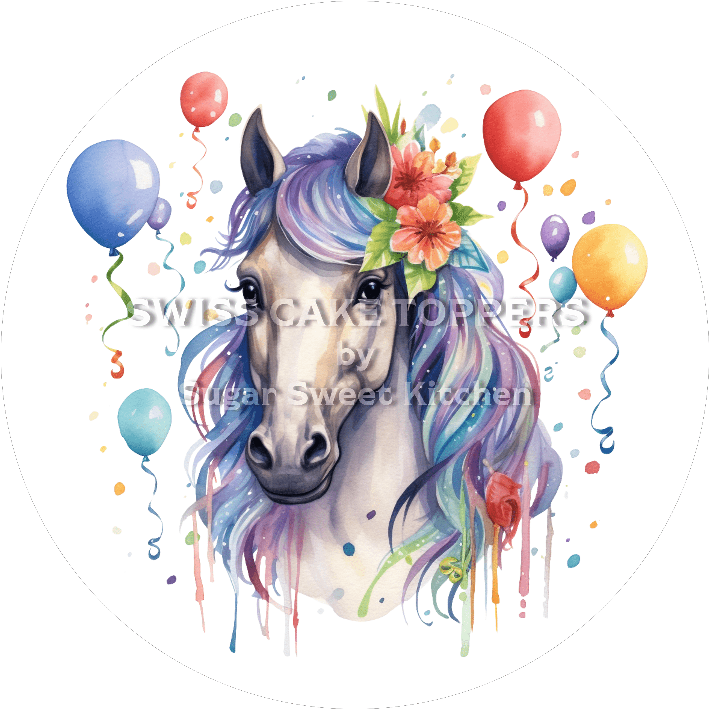 Niedlicher Pferde-Tortenaufleger2- personalisierbar - Fondant- Torten- & Cupcakeaufleger Sugar Sweet Kitchen