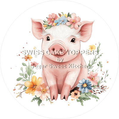 Niedlicher Schweinchen-Tortenaufleger4 - personalisierbar