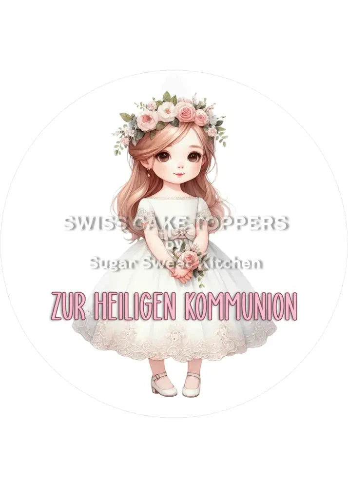 Niedlicher Tortenaufleger Kommunion9 - personalisierbar - Fondant- Torten- & Cupcakeaufleger Sugar Sweet Kitchen