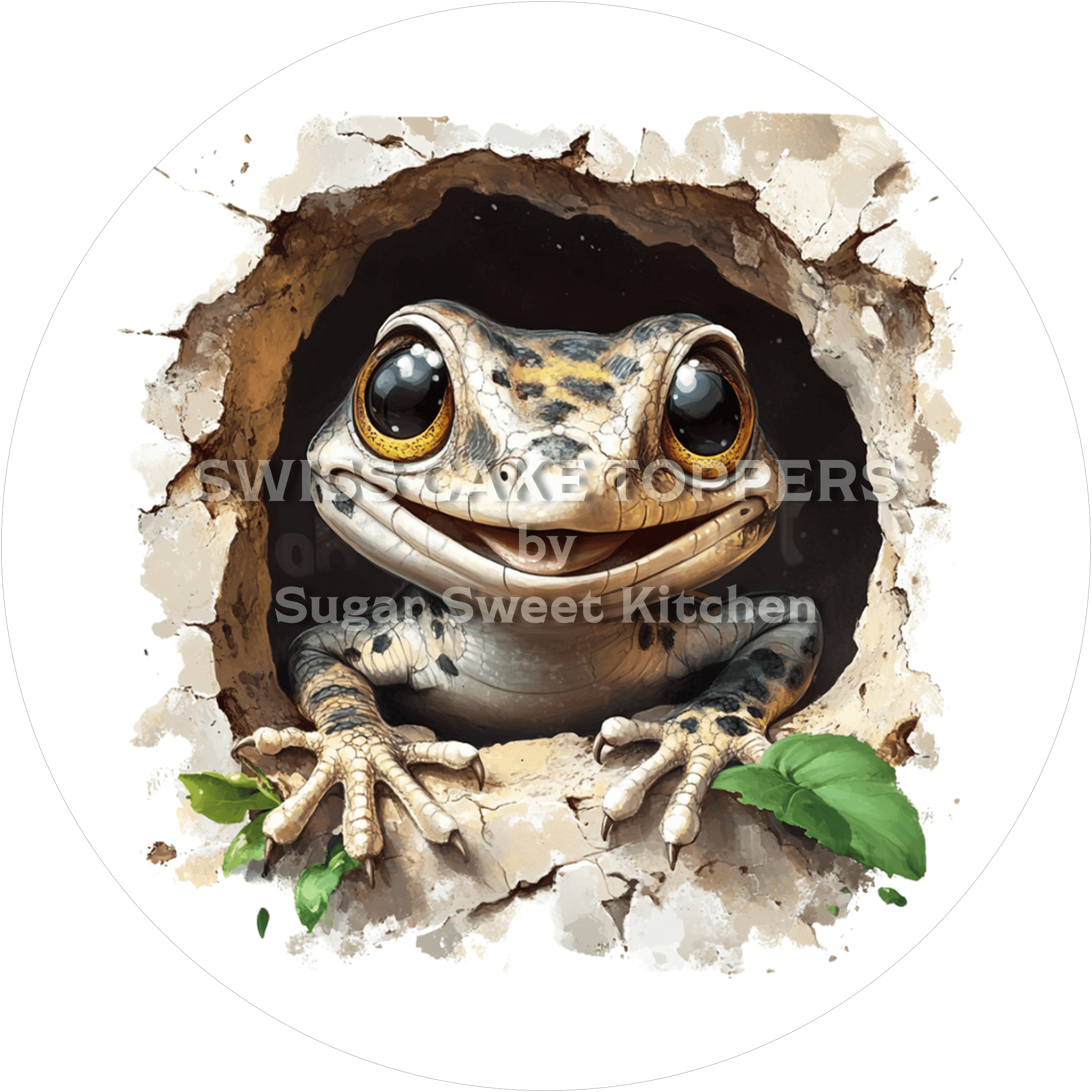 Niedliecher Gecko-Tortenaufleger3 - personalisierbar - Fondant- Torten- & Cupcakeaufleger Sugar Sweet Kitchen