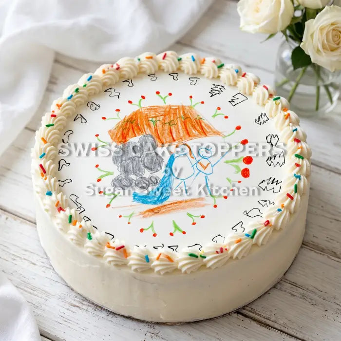 Nuria’s Zeichnung – als essbarer Tortenaufleger - personalisierbar - Fondant- Torten- & Cupcakeaufleger Sugar Sweet