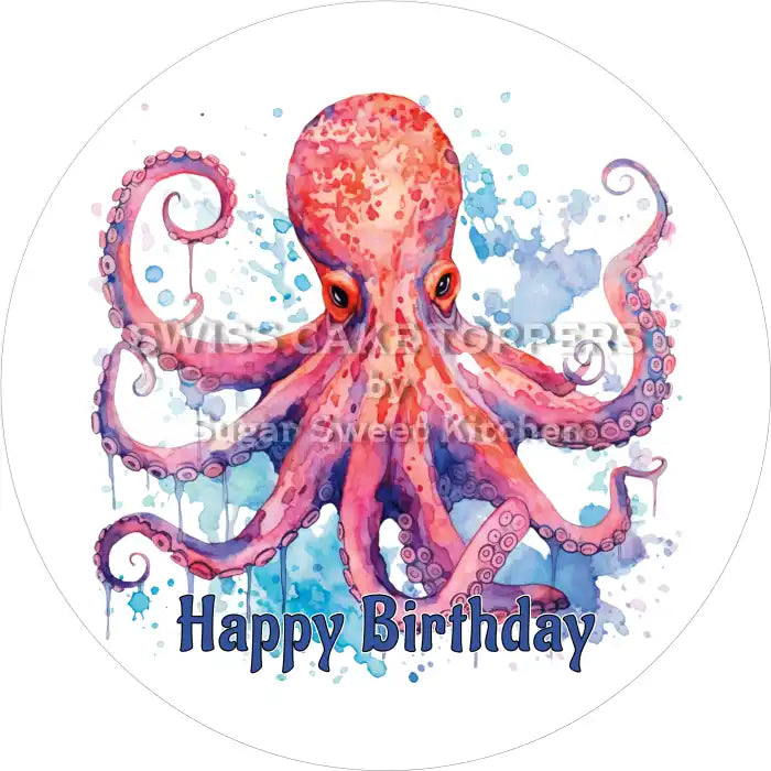 Oktopus Geburtstags-Tortenaufleger4 – essbar & personalisierbar - Fondant- Torten- Cupcakeaufleger Sugar Sweet Kitchen