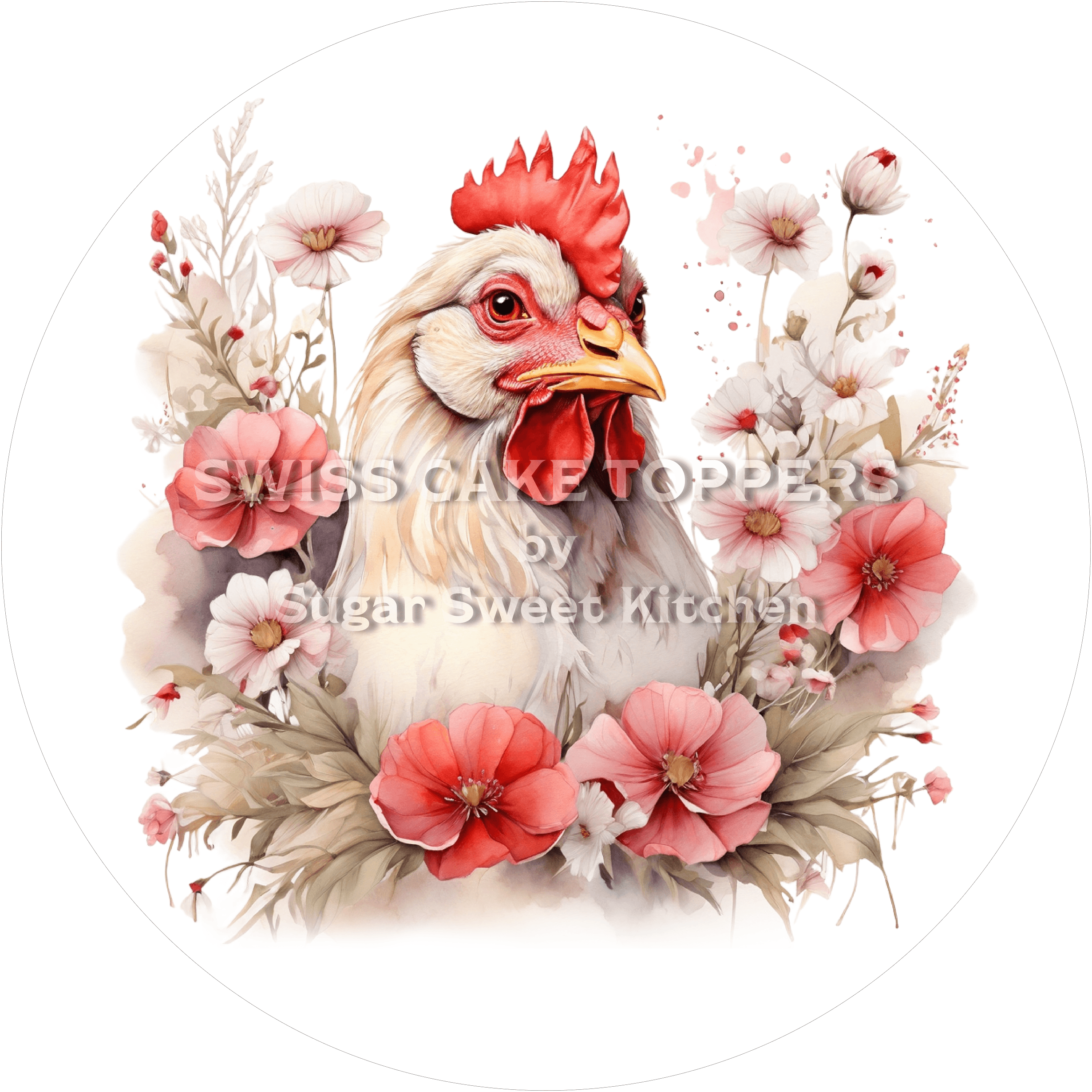 Origineller Hühner-Tortenaufleger1 - personalisierbar - Fondant- Torten- & Cupcakeaufleger Sugar Sweet Kitchen