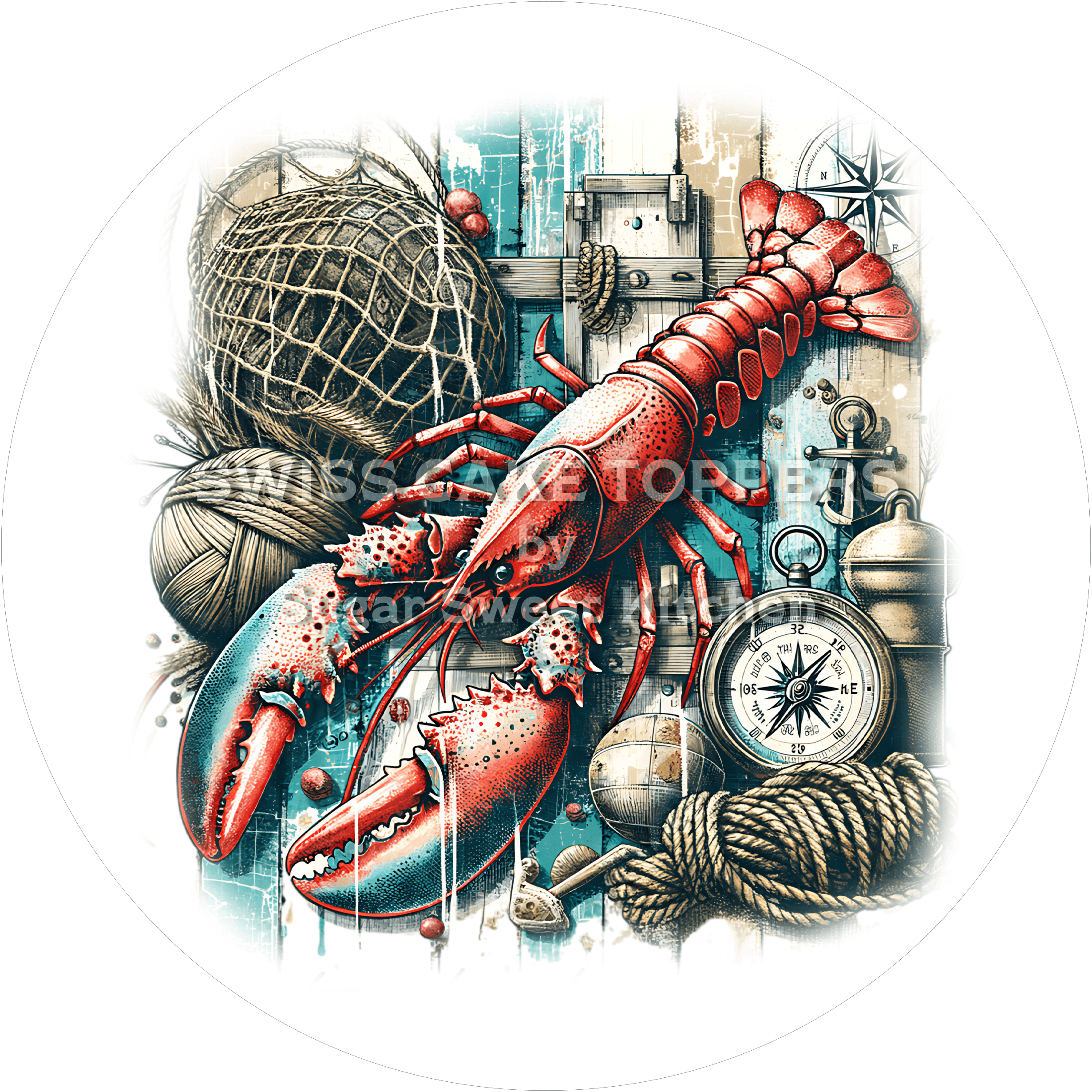 Origineller Hummer-Tortenaufleger1 - personalisierbar - Fondant- Torten- & Cupcakeaufleger Sugar Sweet Kitchen