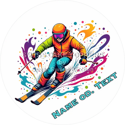 Origineller Skifahrer-Tortenaufleger4 mit Name od. Text