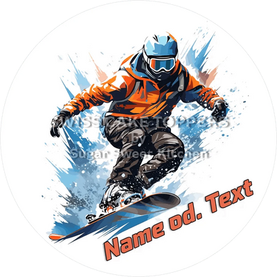 Origineller Snowboard-Tortenaufleger4 mit Name od. Text