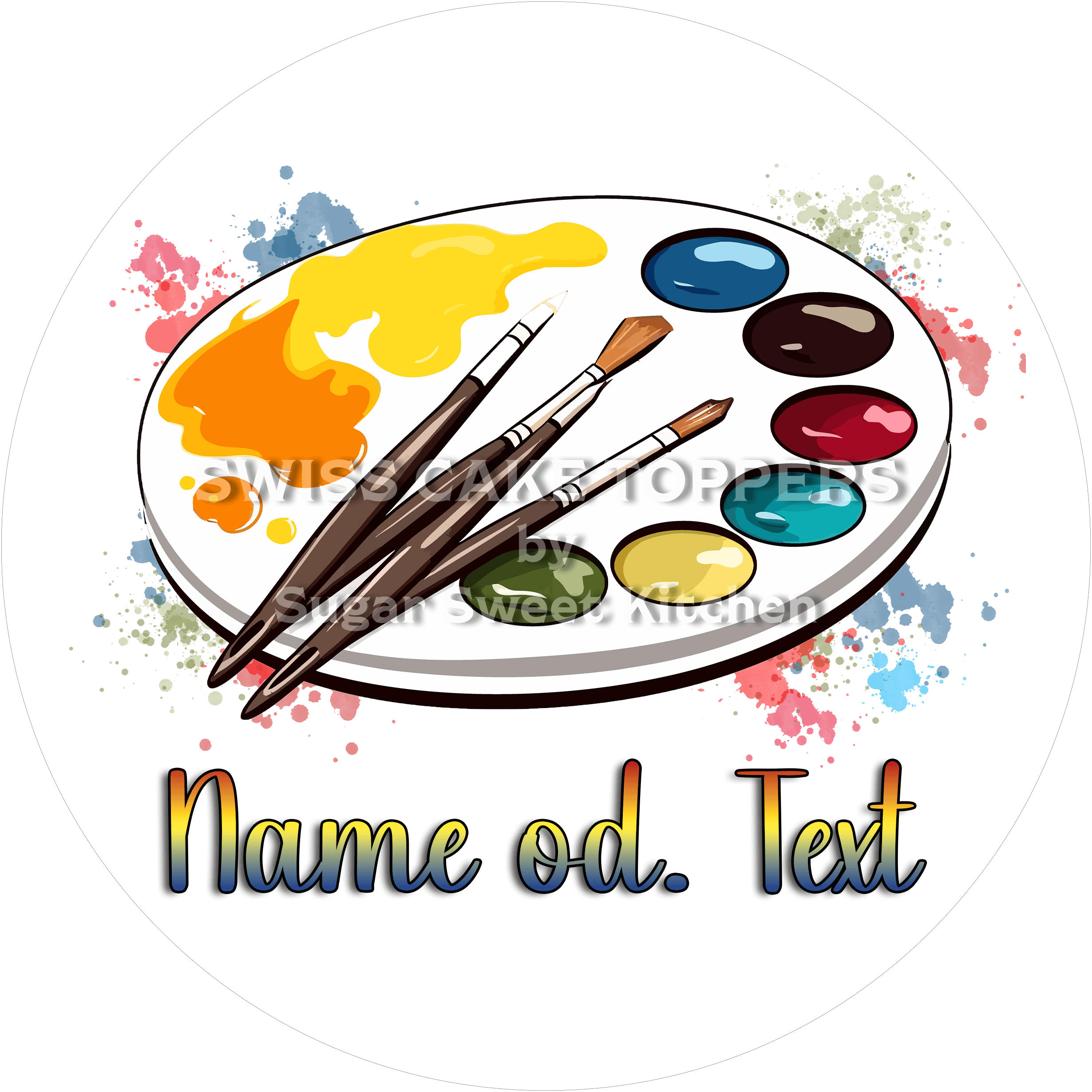 Origineller Tortenaufleger für Maler mit Namen od. Text - Fondant- Torten- & Cupcakeaufleger Sugar Sweet Kitchen