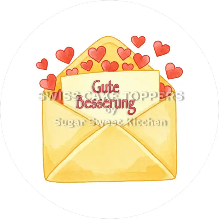 Origineller Tortenaufleger mit Genesungswünschen3 - personalisierbar - Fondant- Torten- & Cupcakeaufleger Sugar Sweet
