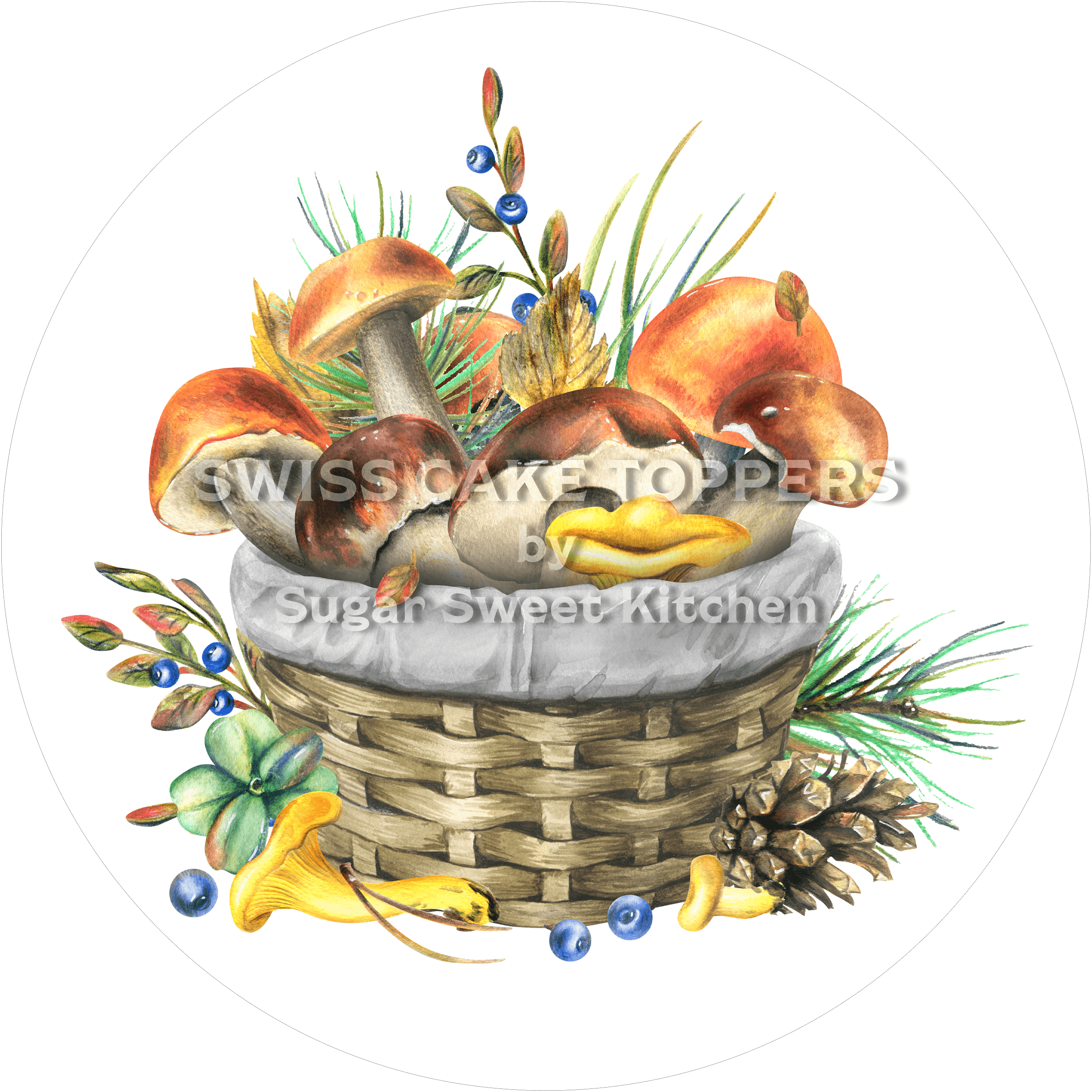 Origineller Tortenaufleger mit Pilzen7 - personalisierbar - Fondant- Torten- & Cupcakeaufleger Sugar Sweet Kitchen