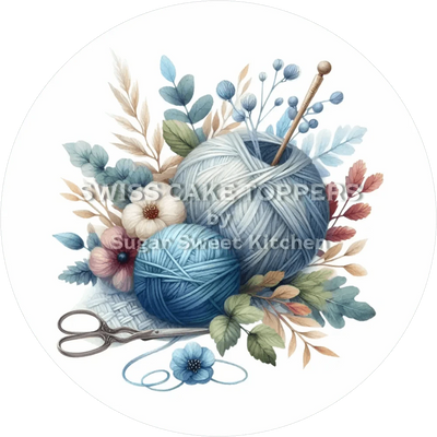 Origineller Tortenaufleger Stricken3 - personalisierbar