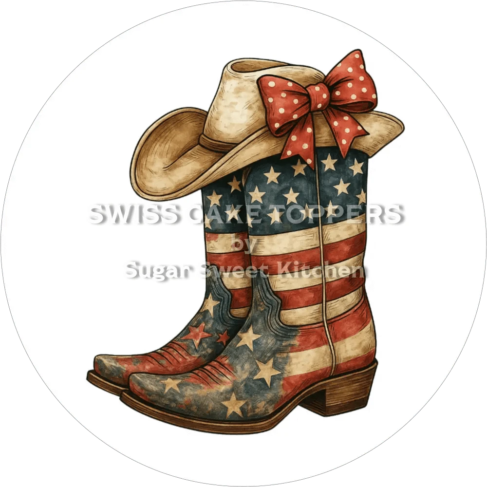 Patriotischer Western-Tortenaufleger1 - personalisierbar - Fondant- Torten- & Cupcakeaufleger Sugar Sweet Kitchen