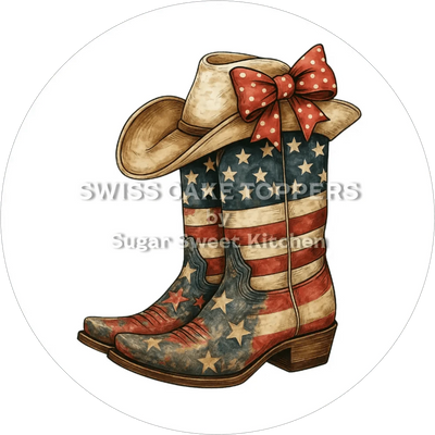 Patriotischer Western-Tortenaufleger1 - personalisierbar