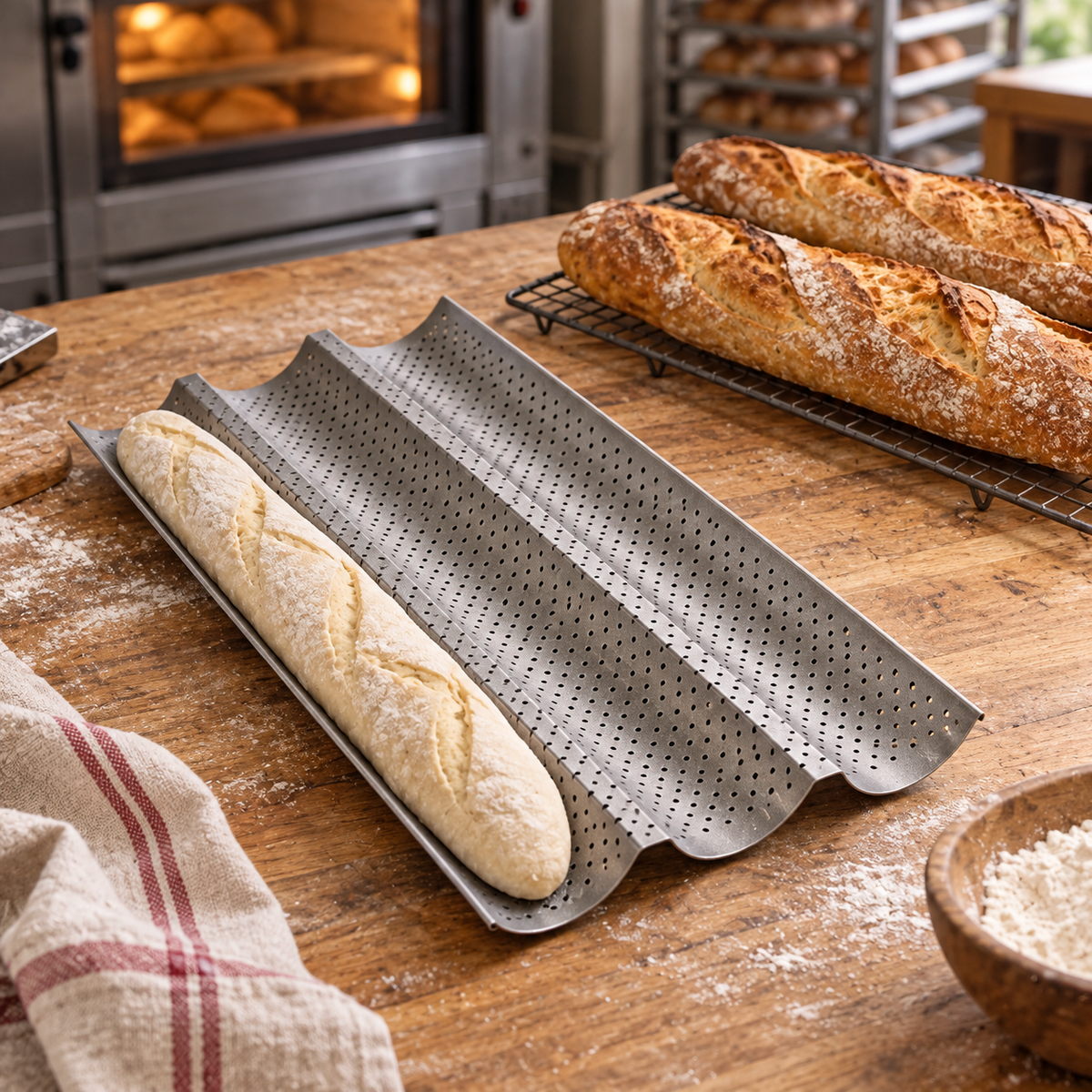 Perforierte Baguette-Backform für 3 Baguettes – antihaftbeschichtet - Brotbacken Sugar Sweet Kitchen
