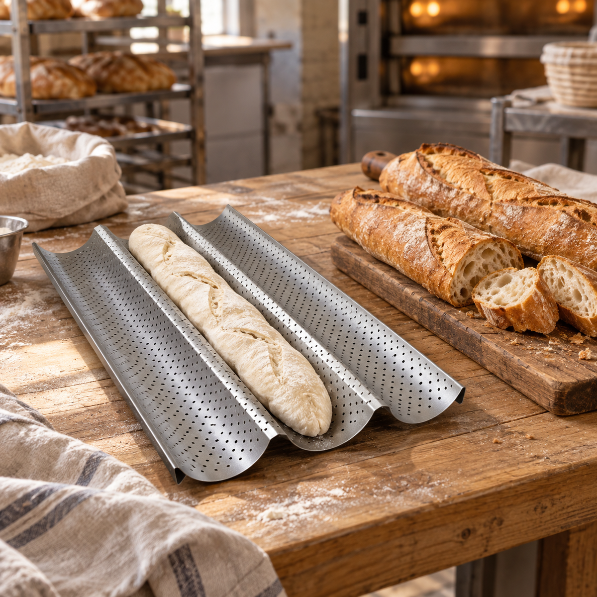 Perforierte Baguette-Backform für 3 Baguettes – antihaftbeschichtet - Brotbacken Sugar Sweet Kitchen