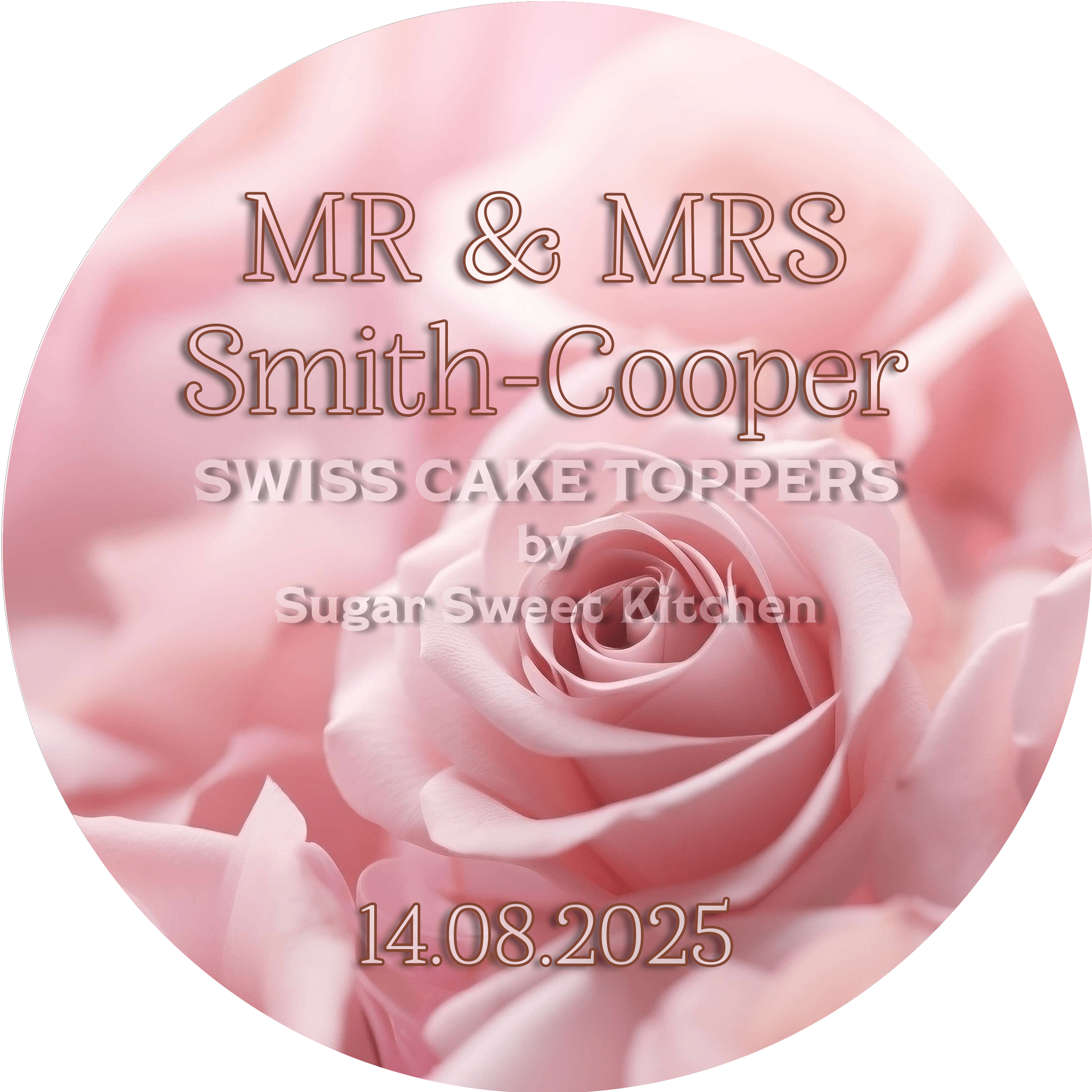 Personalisierter Hochzeits-Tortenaufleger Rosen - Fondant- Torten- & Cupcakeaufleger Sugar Sweet Kitchen