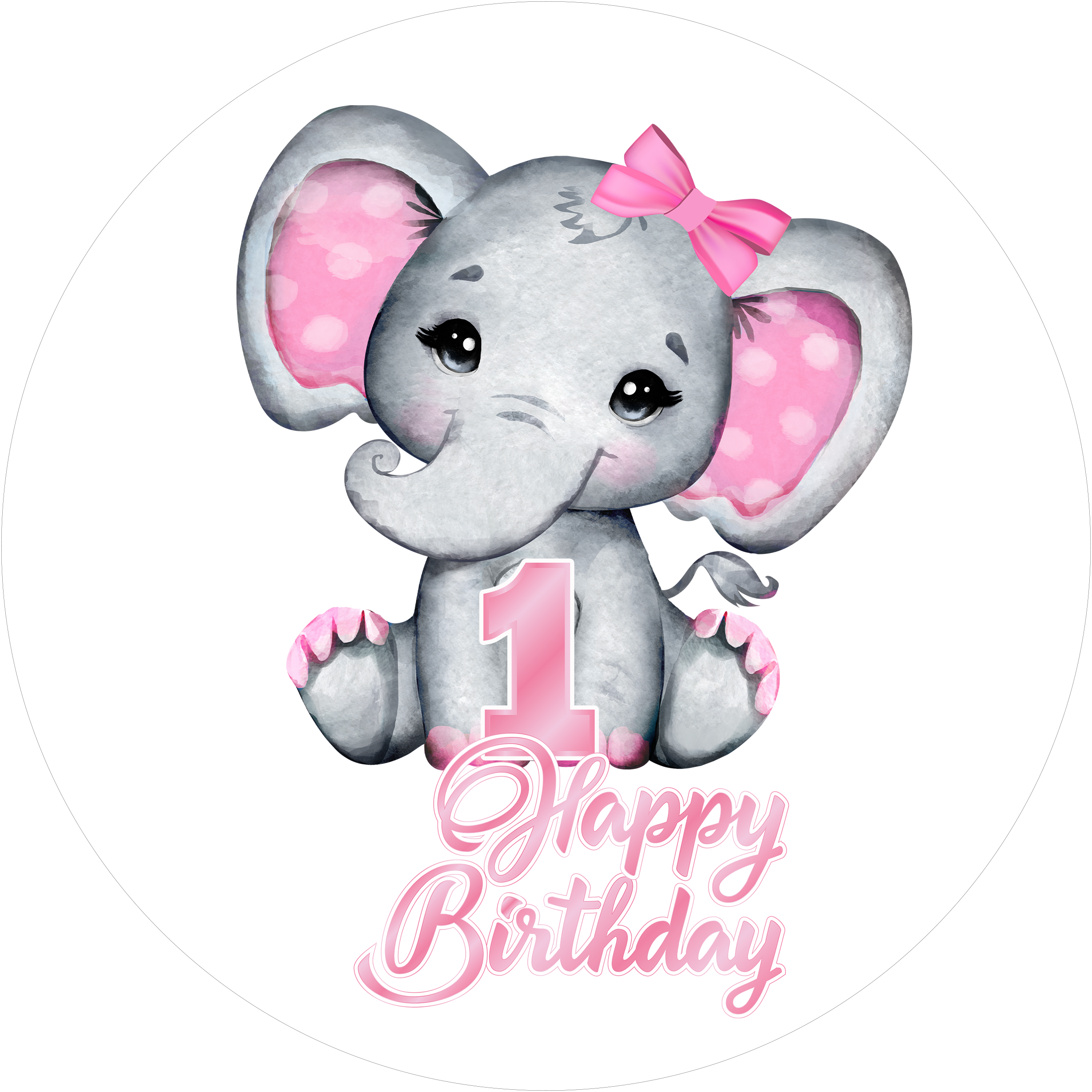 Pink Elefants-Tortenaufleger mit Zahl 1 - personalisierbar - Fondant- Torten- & Cupcakeaufleger Sugar Sweet Kitchen