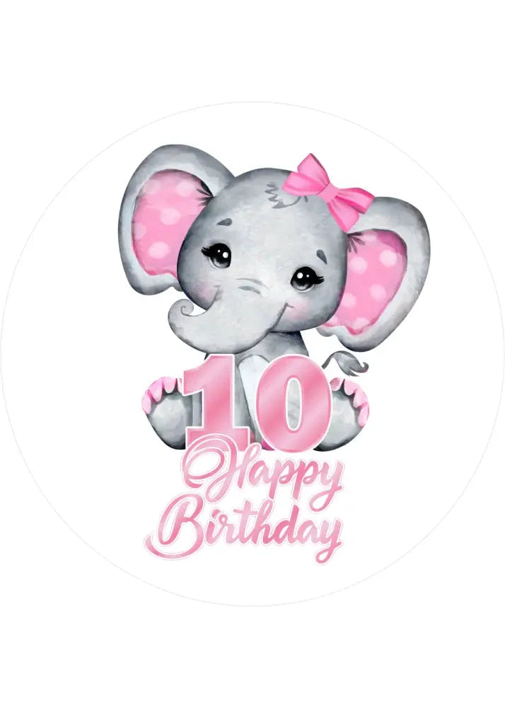 Pink Elefants-Tortenaufleger mit Zahl 10 - personalisierbar - Fondant- Torten- & Cupcakeaufleger Sugar Sweet Kitchen
