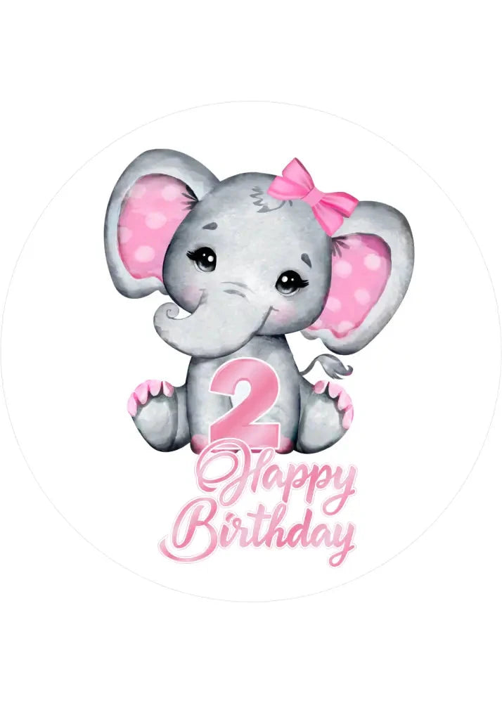 Pink Elefants-Tortenaufleger mit Zahl 2 - personalisierbar - Fondant- Torten- & Cupcakeaufleger Sugar Sweet Kitchen