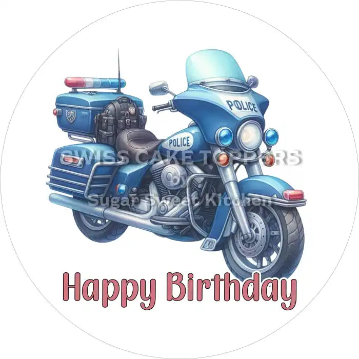 Tortenaufleger Geburtstag Polizei 19 – essbar & personalisierbar - Fondant- Torten- Cupcakeaufleger Sugar Sweet Kitchen