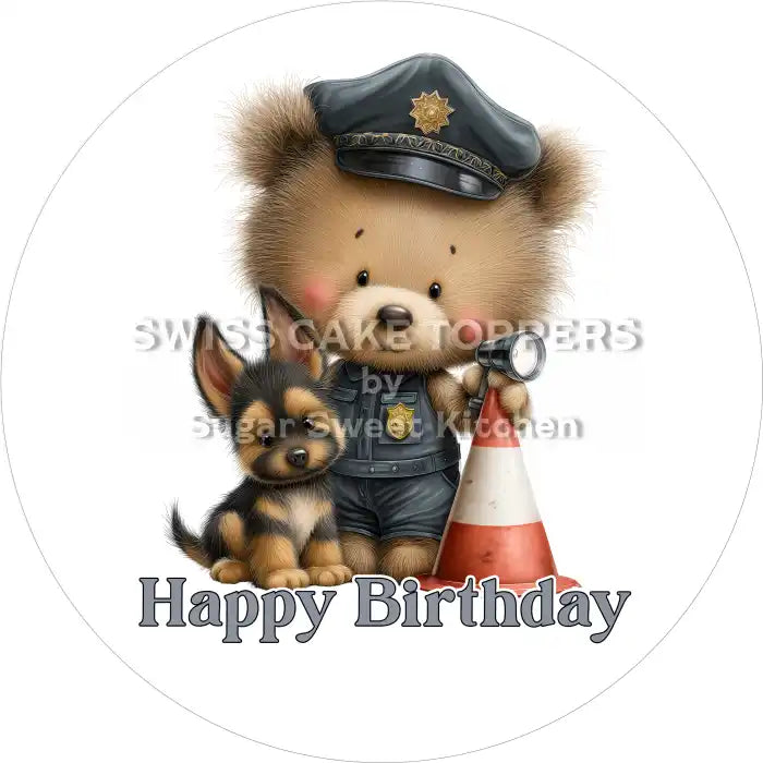 Tortenaufleger Geburtstag Polizist 10 – essbar & personalisierbar - Fondant- Torten- Cupcakeaufleger Sugar Sweet Kitchen