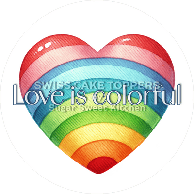 Pride-Tortenaufleger Love is colorful - personalisierbar