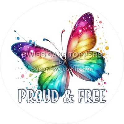 Pride-Tortenaufleger Proud and Free - personalisierbar