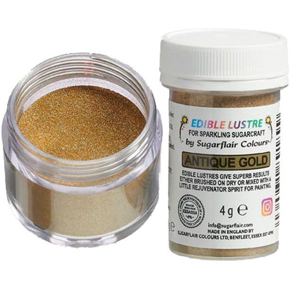 Puderfarben Glanz Lebensmittel Sugarflair / 15 Farben - Antique Gold - Lebensmittelfarben Sugar Sweet Kitchen