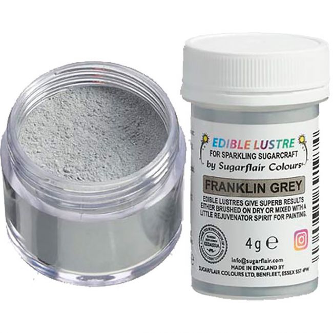 Puderfarben Glanz Lebensmittel Sugarflair / 15 Farben - Franklin Grey - Lebensmittelfarben Sugar Sweet Kitchen