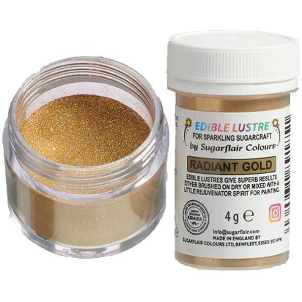 Puderfarben Glanz Lebensmittel Sugarflair / 15 Farben - Radiant Gold - Lebensmittelfarben Sugar Sweet Kitchen