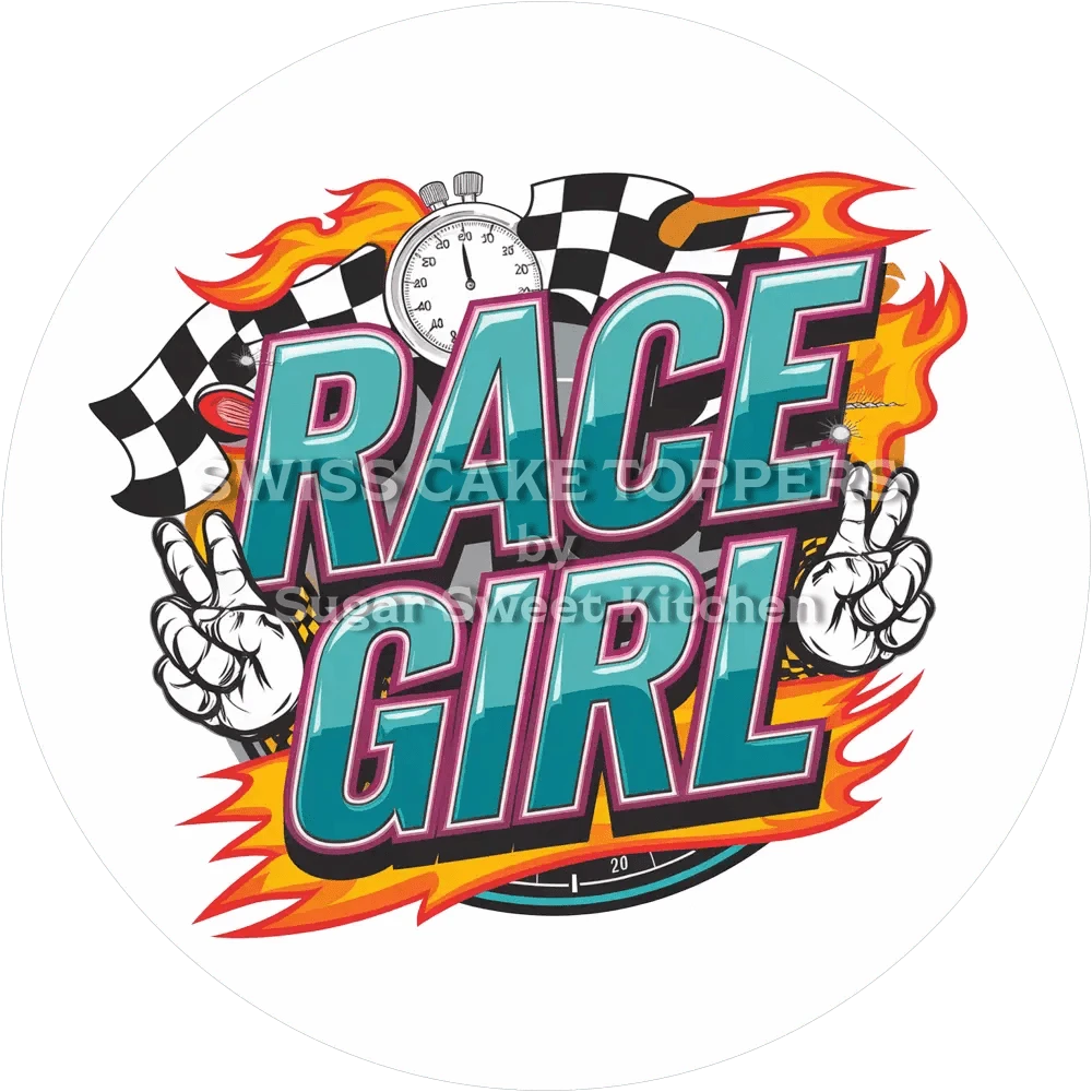 Race-Girl-Tortenaufleger5 - personalisierbar - Fondant- Torten- & Cupcakeaufleger Sugar Sweet Kitchen