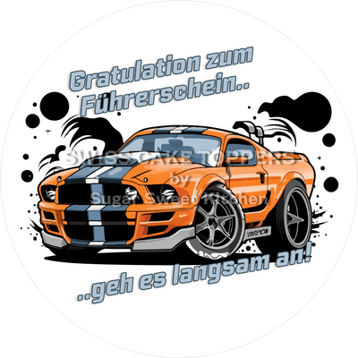 Rassiger Auto-Führerschein-Tortenaufleger5 -  personalisierbar