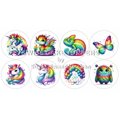 Regenbogentiere-Cupcakes- & Dessertaufleger1 - personalisierbar